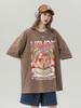 T-shirt Casual Unisex in Cotone Stile Giapponese Retrò, Vestibilità Larga, per Coppie Taglie Forti