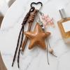 Keychain Pendant Matte-Glossy Finish Imitation Leather Five-Pointed Star Key Chain with Metal Heart Buckle