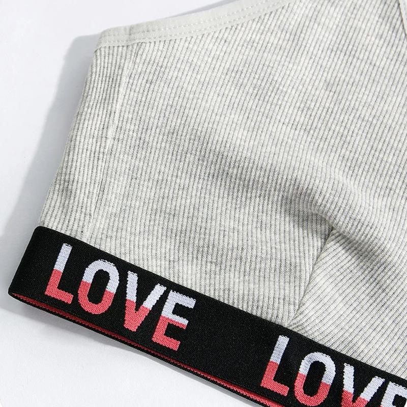 TERMEZY Damen Push-Up-BH-Set, sexy, Buchstaben-Sport-Weste, BH mit niedriger Taille, Tanga-Set, bügelloses Bralette-Dessous-Set aus Baumwolle