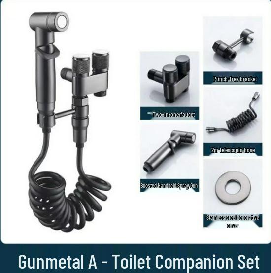 All-Copper Dual-Control Angle Valve & Spray Gun Bathroom Set