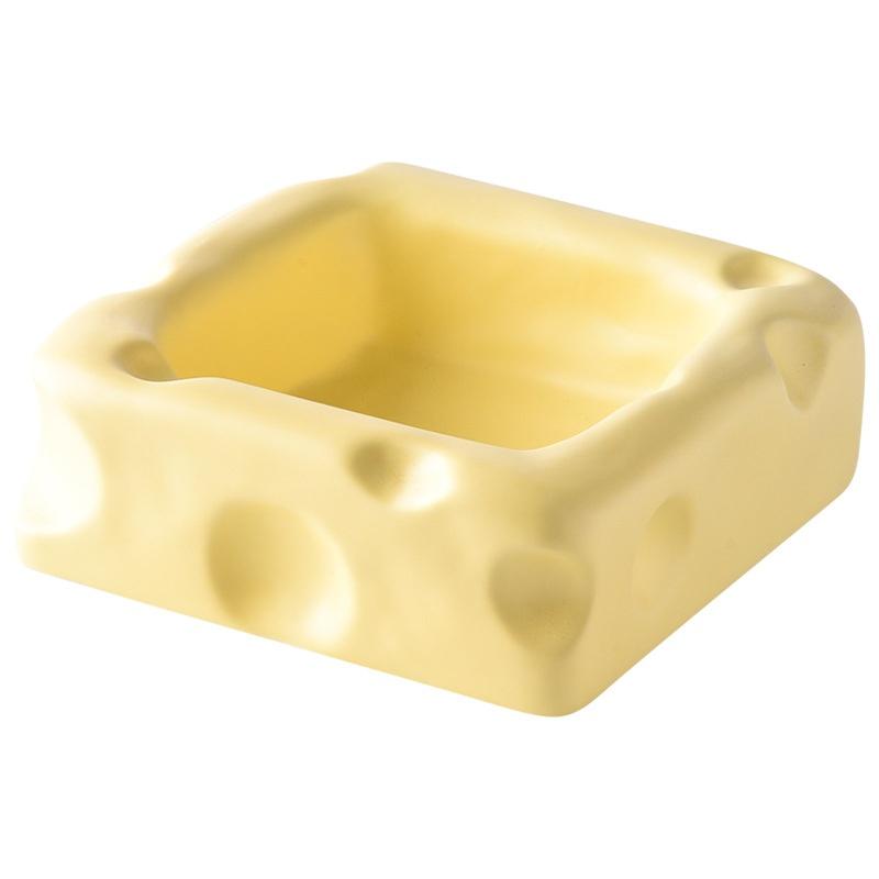 Cute Ceramic Bowl Creative Cheese-Shaped Rice Bowl Cat Food Bowl Dog Feeding Bowl Water Bowl Anti-Tip Pet Supplies