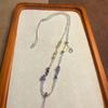 Elegant Purple Chip Crystal Necklace with Amulet Pendant