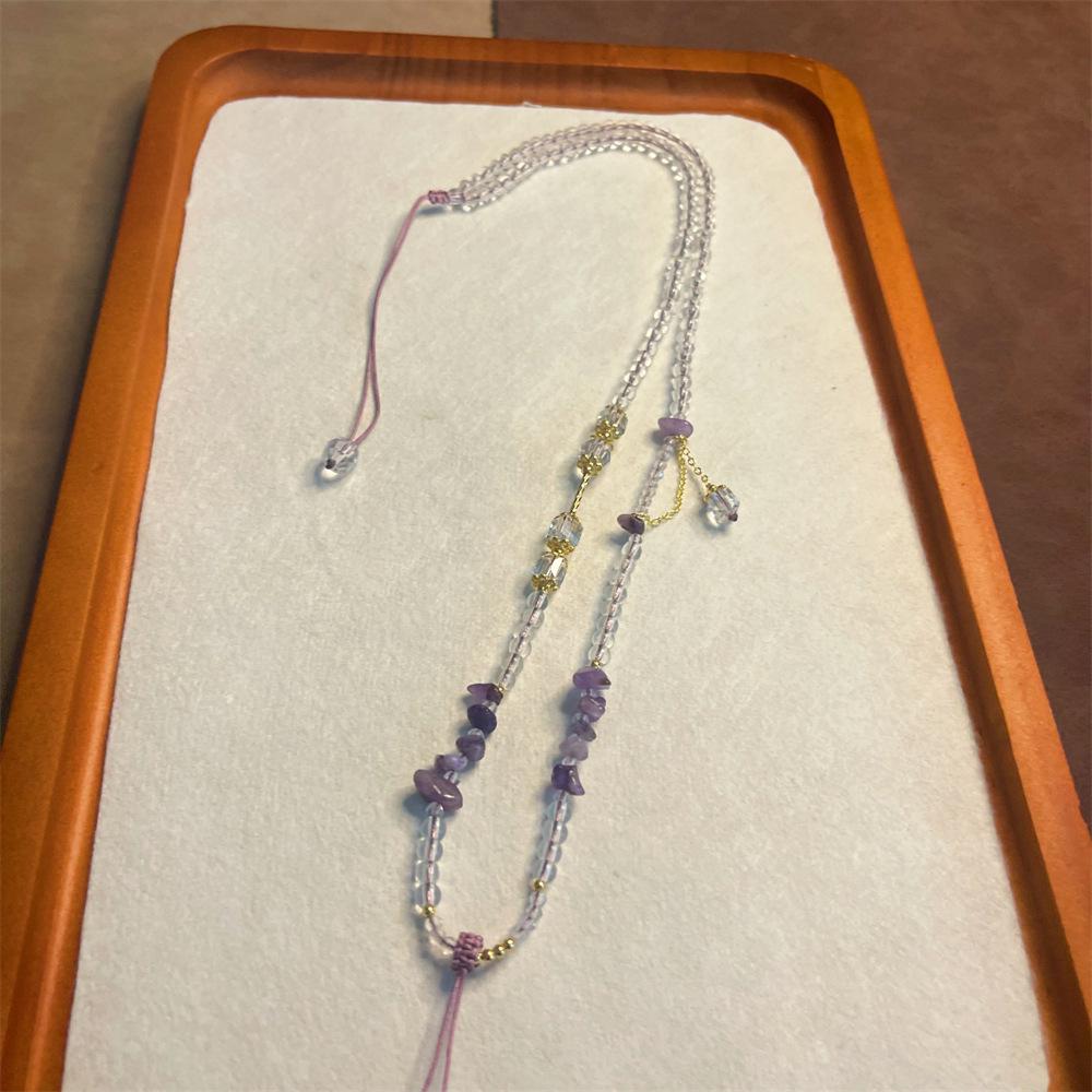 Элегантное фиолетовое кристаллическое ожерелье с подвеской-амулетом Rope