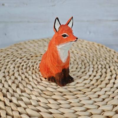 Hand-carved Basswood Little Fox Creative Shooting Props Cute Fox Ornaments Street Stall Products Wholesale