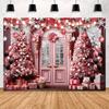 Pink Christmas Trees Balloons Snowflake Decoration Background Winter Photography Backdrop Decorations For Photo Studio Photo Booth Christams Party