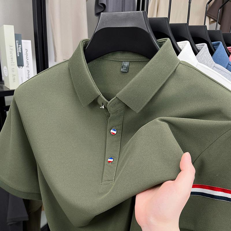 Men'S Short-Sleeved T-Shirt Polo Shirt Business Casual Lapel Pullover Bottoming Shirt Top