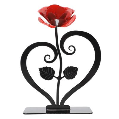 Adorno de Flor de Rosa Hierro Multifuncional Figura de Rosa Adorno para Mesa y Estante