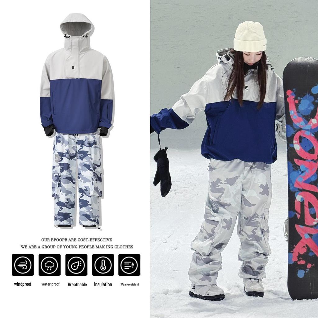 American-Style Camouflage Ski Suit: Waterproof, Windproof, Velvet-Lined for Men & Women