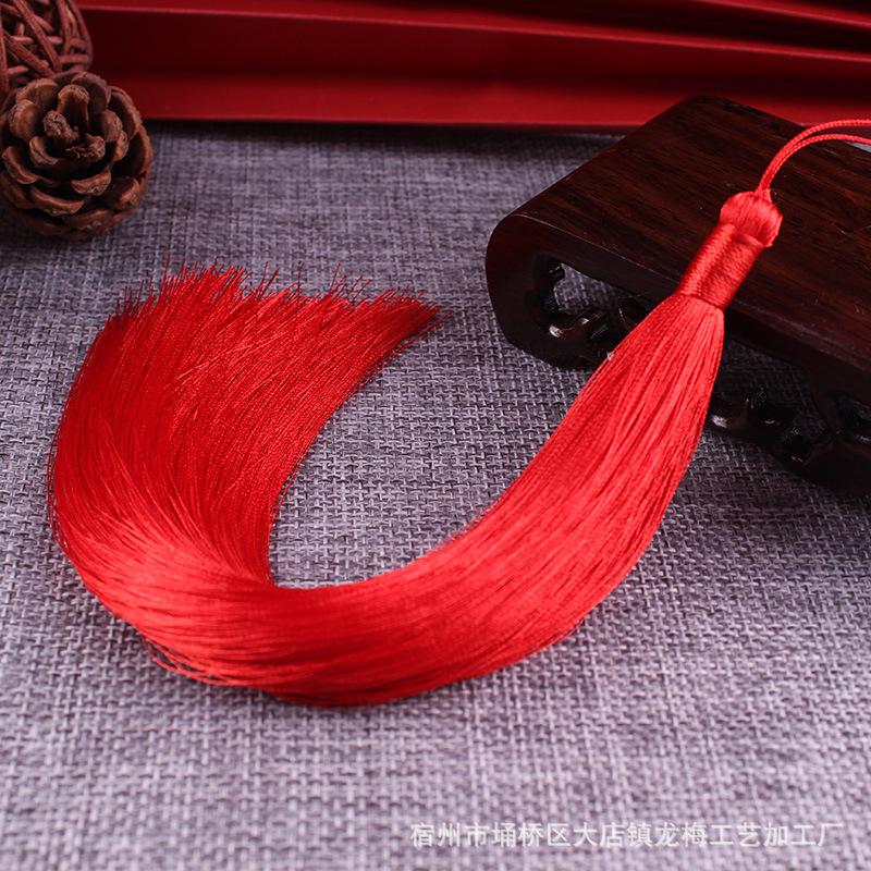 

20cm Solid Color Ice Silk Anti-crease Tassel Spike DIY Handmade Material Antique Hair with Cheongsam Pressing Flap Hanging Spike 10PC