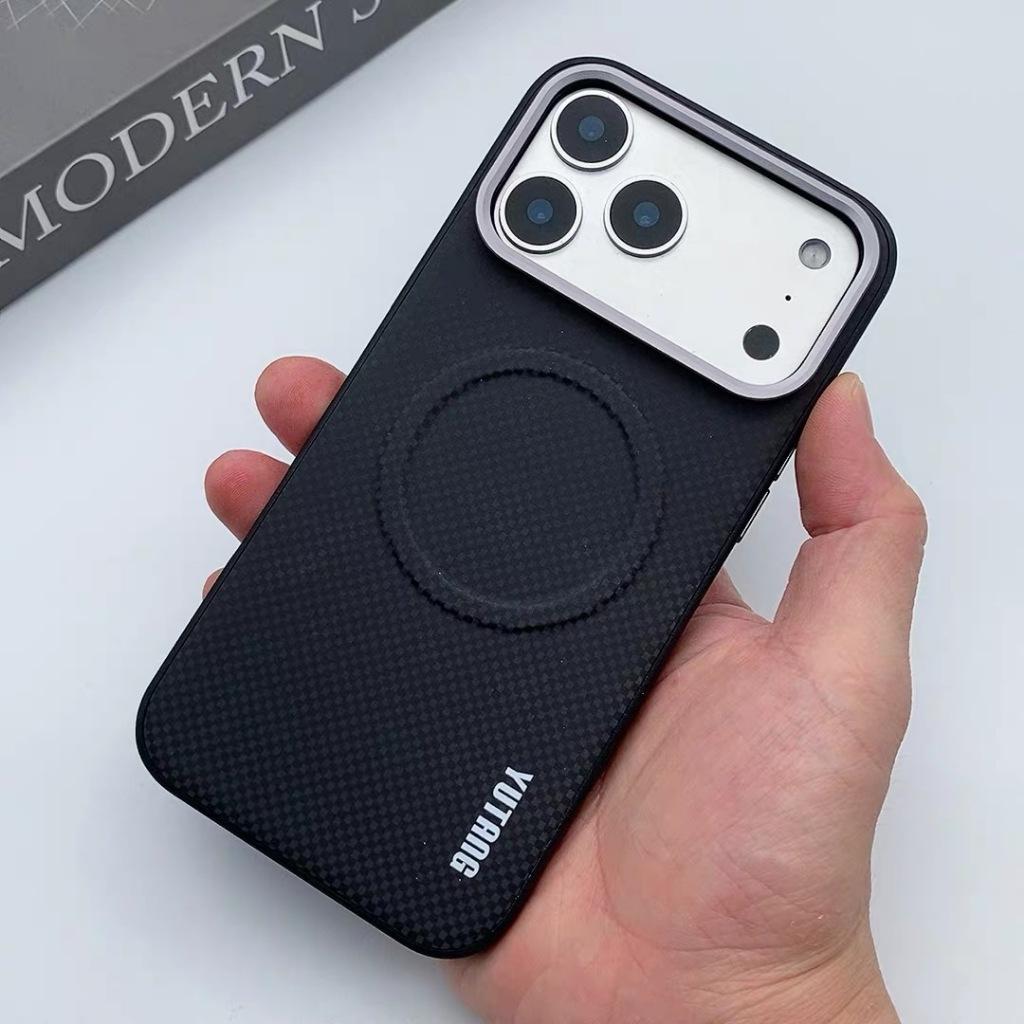 Business For Magsafe Magnetic Charging Case For iPhone 15 16 17 Pro Max Air 16 Plus Coque Texture Leather Metal Buttons Cover