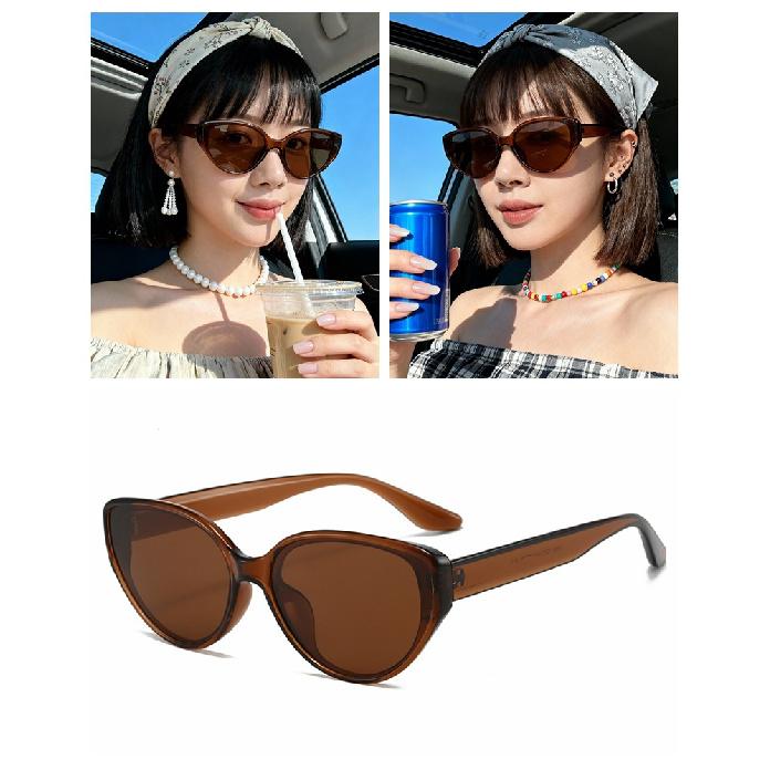 

Ultra-light frame brown cat-eye sunglasses for men and women, new high-end anti-UV retro polarized driving sunglasses TR Metal hinge frame+High