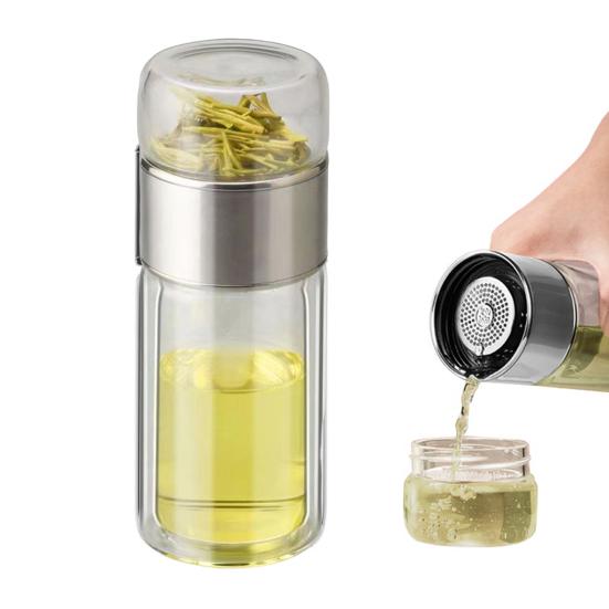 Glass Tea Infuser Bottle Leak-Proof Tea Maker with Mesh Filter Anti Scalding 3 In 1 Loose Leaf Tea Brewing Bottle for Tea Lovers Gift