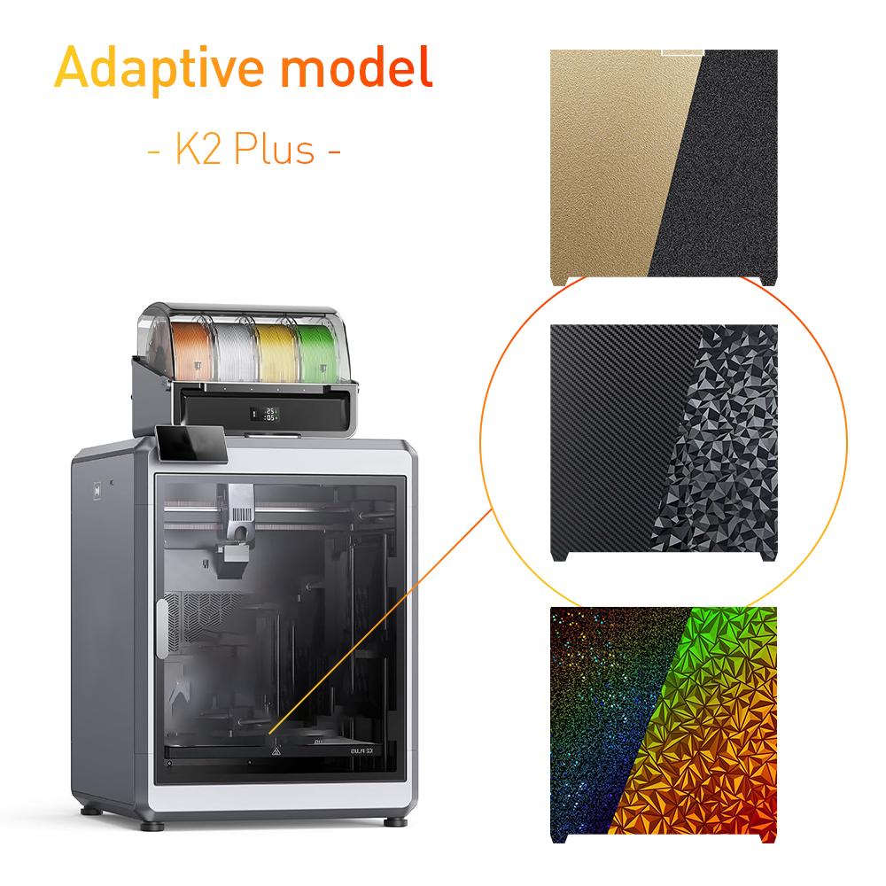 Black PEI Frosted Build Plate 370x370mm High Strength & Wear Resistance Easy Mode Steel Sheet for K2 For Creality K2 Plus