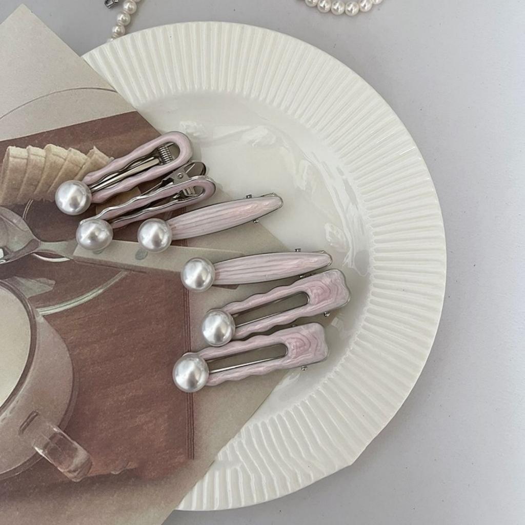 1PC Sea Salt Pink ~ Premium, Pearl, Metal Hair Clips, Women, Bangs Clips, Back of Head, Headpieces, Hair Accessories, Side Clips