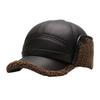 High Quality PU Leather Men's Earmuffs Cap Windproof Thickened Baseball Cap Outdoor Warm Ear Protection Hat Autumn Winter