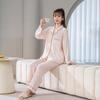 Mao Ma Sha Damen Pyjama-Set, Langarm, Lange Hose, Strickjacke, Große Größen, Revers-Design, Für Zuhause oder Draußen, Frühling/Herbst.