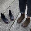 Echtes Leder Kurze Stiefel Retro Handgefertigt Rindsleder Flacher Boden Bequeme Damenschuhe
