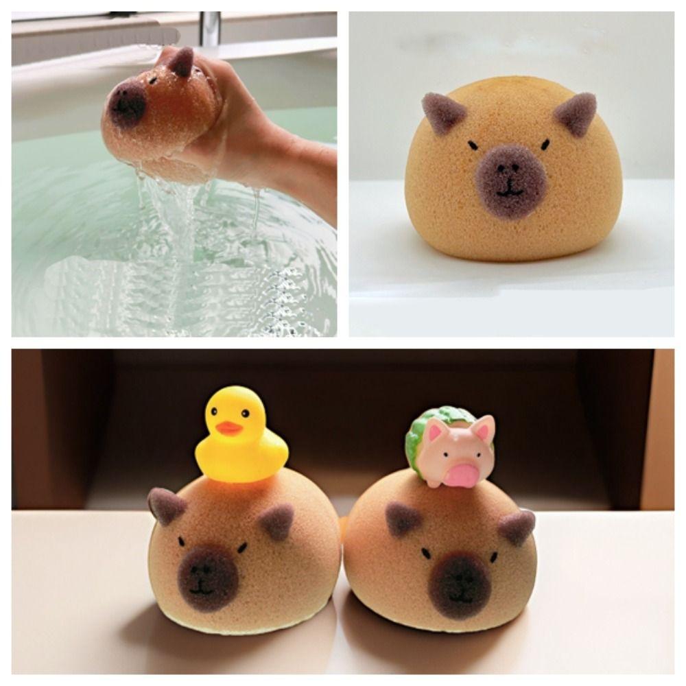 Cute Capybara Bath Balls Cartoon Bath Sponge Handhold Bath Scrubber  Exfoliating