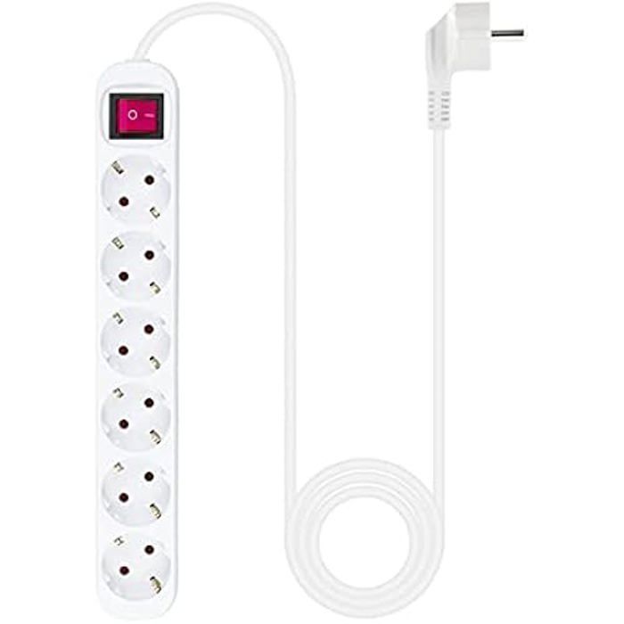 NANOCABLE 10.37.0006 - Bloc multiprise à 6 Prises avec Interrupteur, Blanc.