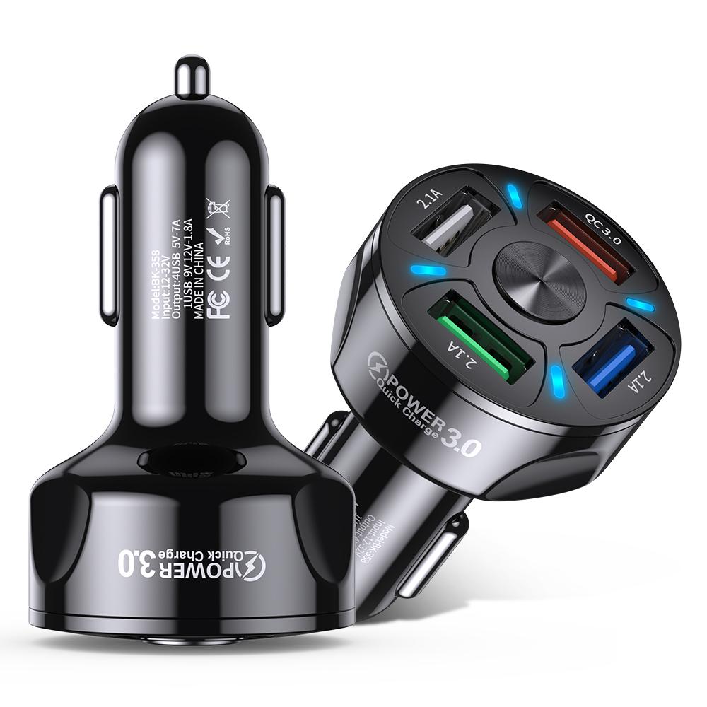 4 Ports Usb Car Charger 48w Quick 15a Fast Charging For Iphone Xiaomi Mi 10 Huawei Mate 40 Mobile Phone Charger Adapter In Car