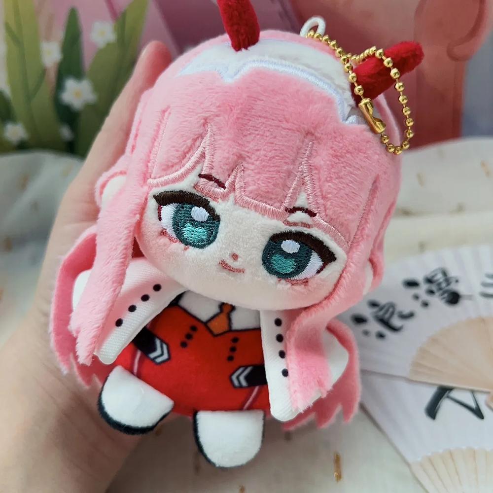 Anime DARLING In The FRANXX Zero Two Cosplay Keychain Cute Plush Cotton Doll Backpack Pendant Keyring Accessories