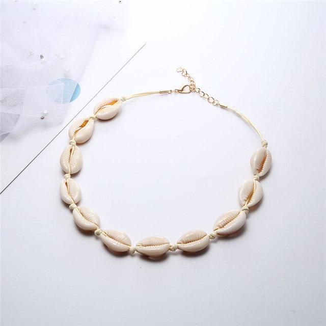 Conch Seashell Necklace Women Jewelry Summer Beach Shell Choker Bohemian Rope Cowrie Beaded Necklaces Handmade Collar Female