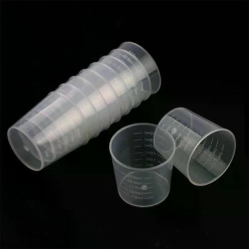 20pcs 30ml Plastic Graduated Measuring Cup Liquid Container Epoxy Resin Silicone Making Tool Transparent Mixing Cup DIY Tool