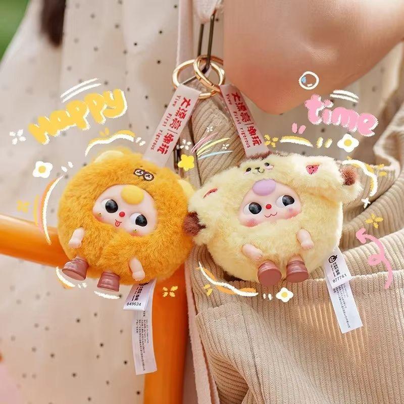 100% Genuine Baby Three Round Beast Is Coming Plush Blind Box Pendant Cute Vinyl Doll Anime Figures Box Children Playthings Gifts
