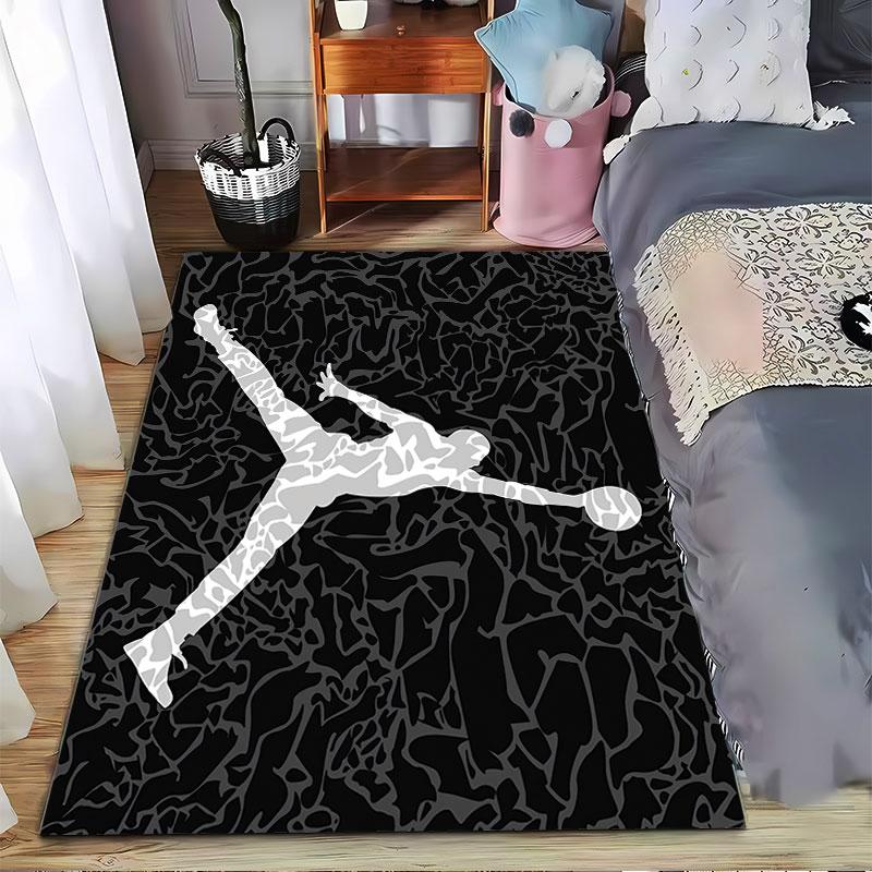 Dynamische Sportler-Silhouette Teppich geeignet als rutschfeste Matte für das Wohnzimmer oder Schlafzimmer Sofa