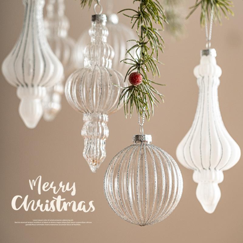8/16cm Christmas Transparent Glass Ball Pendant Christmas Ball Xmas Tree Hanging for Navida Shining Xmas Pendant New Year Decora