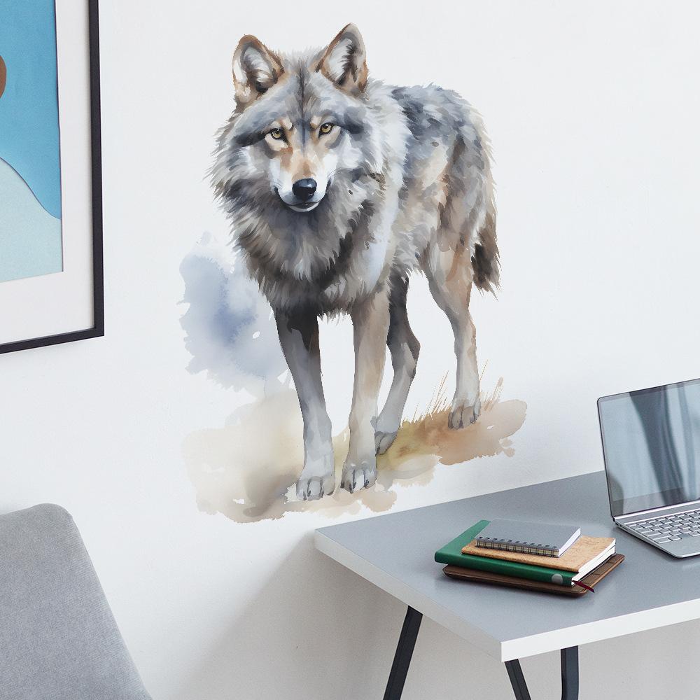 3D Realistic Wolf Wall Sticker Self-Adhesive Background Decor for Bedroom Living Room Home Decoration