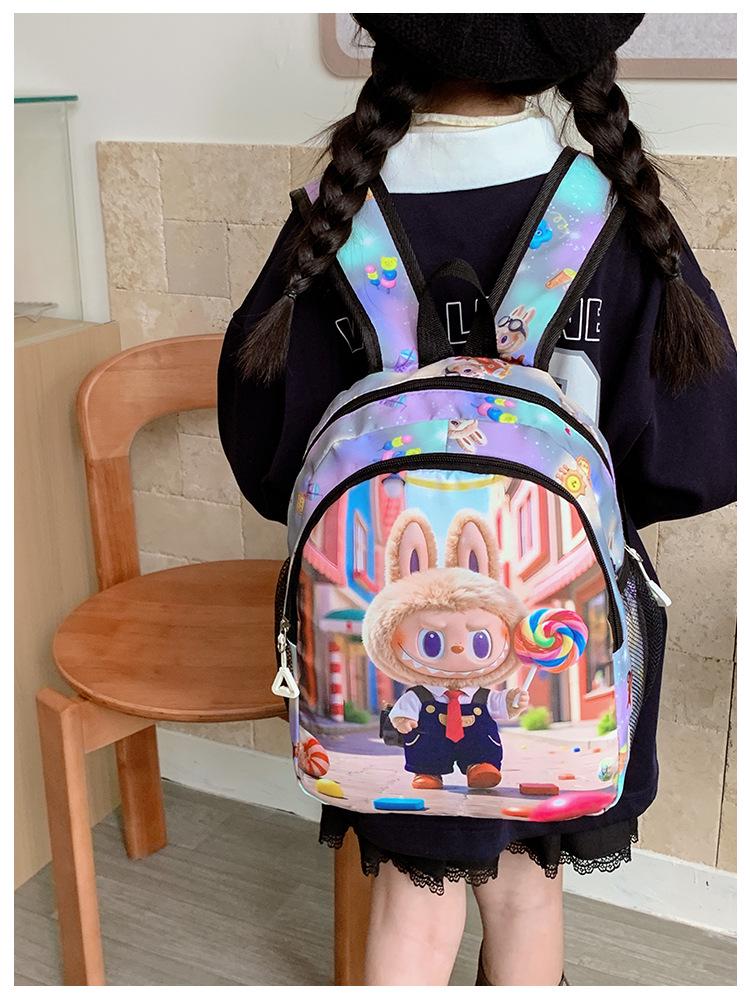 Large Capacity Cartoon Backpack for Kids - Cute, Fashionable, and Casual for School and Outdoor Use.