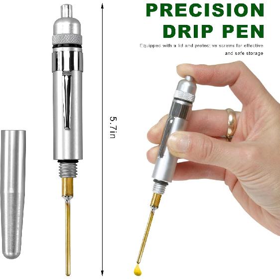 Precision Oiler, Aluminum Dripping Oil Pen with Solid Internal Needle & Pocket Clip, Automotive Precision Pin Point Applicator Lube Systems Oiler for