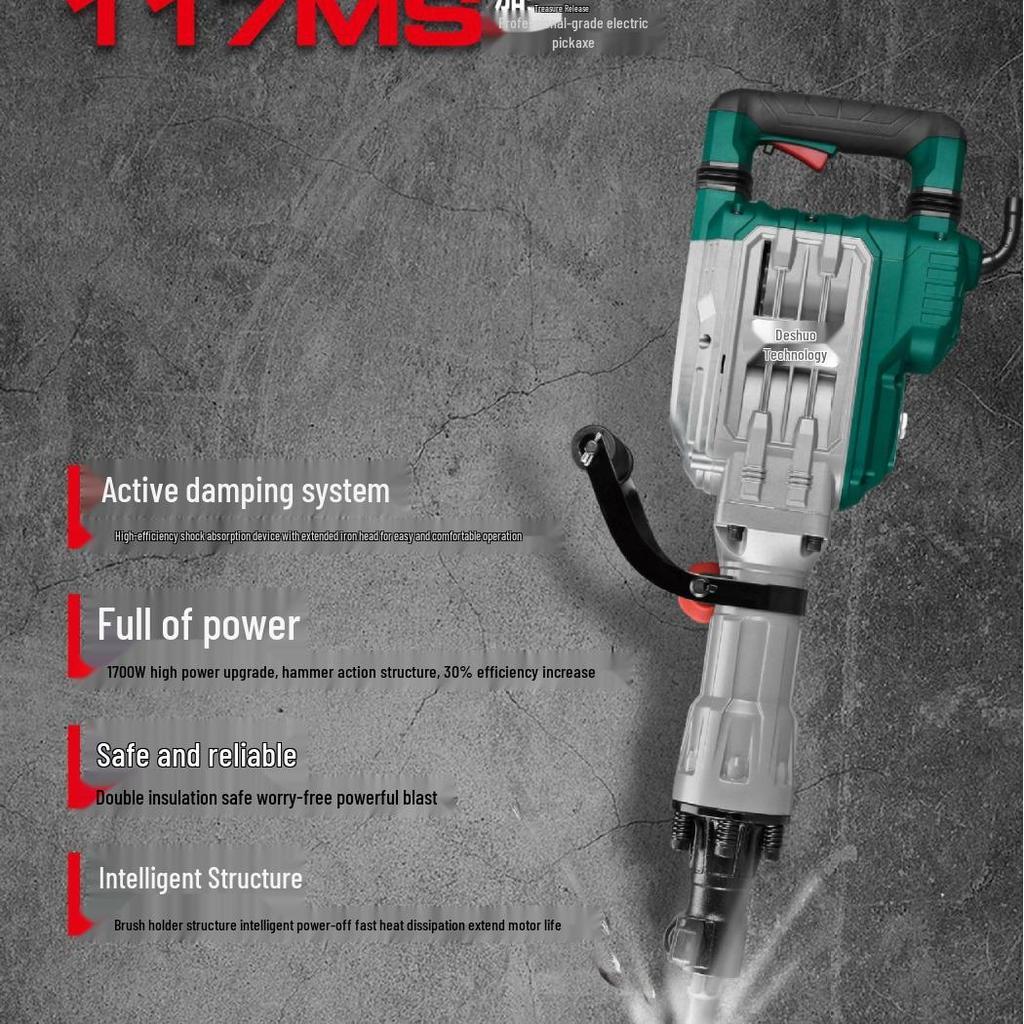 Deshuo 95 High-Power Industrial Demolition Hammer for Concrete and Cement, Heavy-Duty 65.