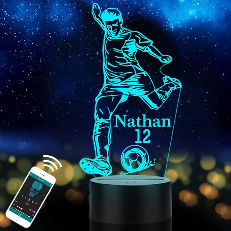 Personalized Name Football Light, Custom Player's Name & Number Table Lamp, LED Night Light Gifts for Football Fan, Birthday, Christmas, New Year,