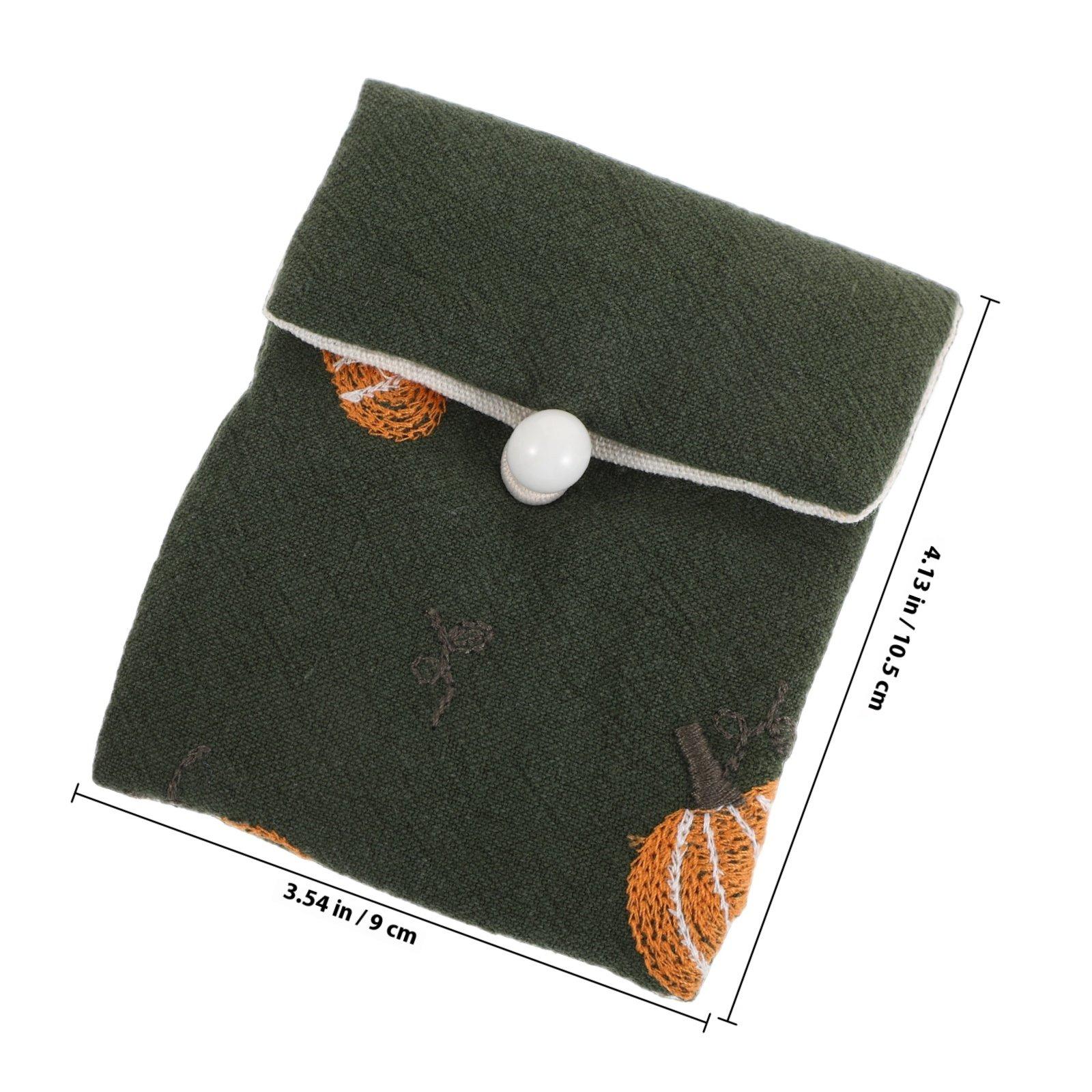 

Cute Kawaii Embroidered Cotton Linen Jewelry Pouch Small Coin Purse for Women Traveling Organizing Cosmetics Green зелёный