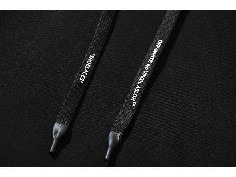 Unisex Off-White Embroidered Letter Hooded Sweatshirt for Autumn/Winter