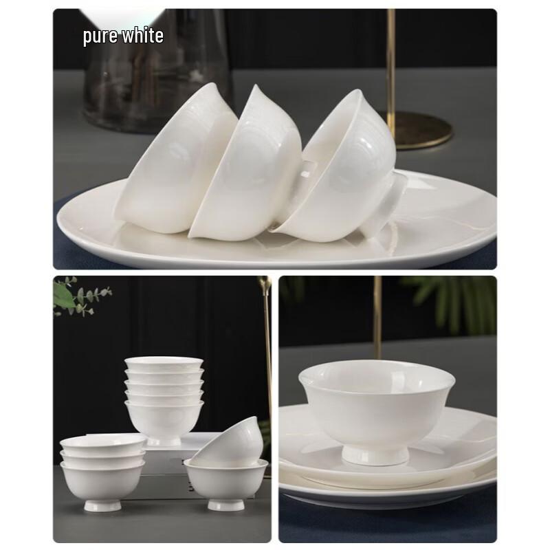 Gilded Ceramic High-Foot Rice Bowl Set