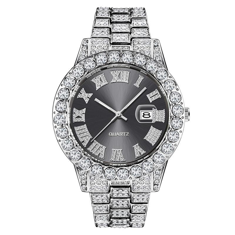 Hip Hop Full Iced Out Mens Watches Modern Quartz Wrist Watches With Micropaved Cubic Zircon Watch For Women Men Jewelry