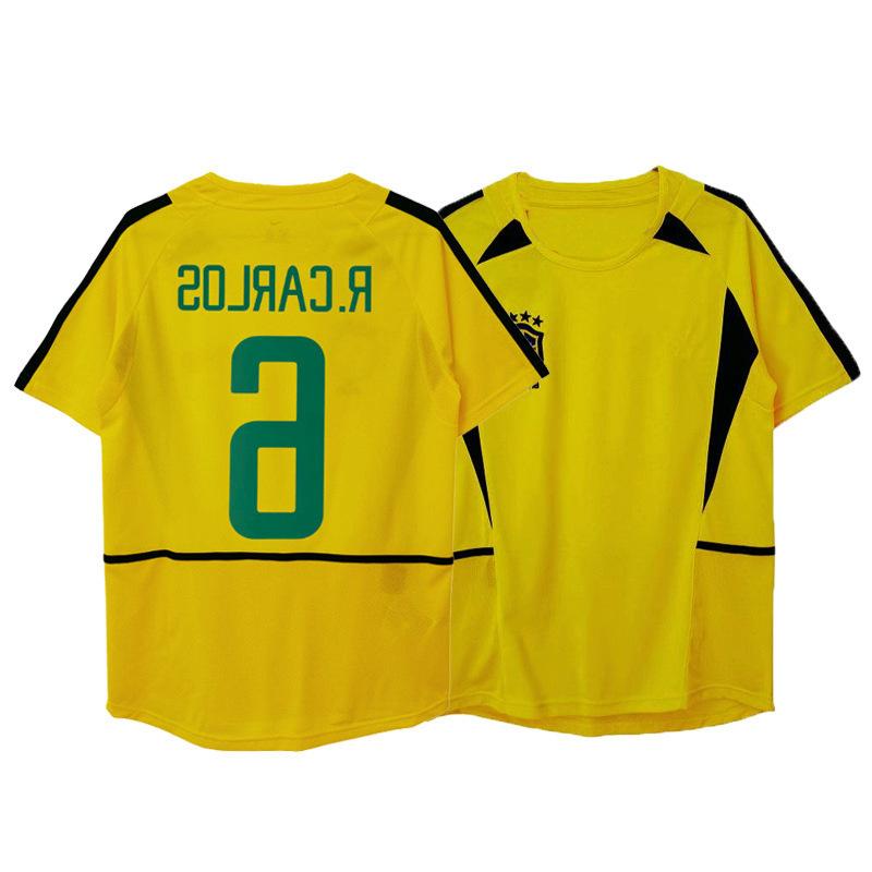 98-02 Brazil Home Jersey No. 6 Carlos No. 7 Ronaldinho No. 9 Ronaldinho Retro Classic Jersey
