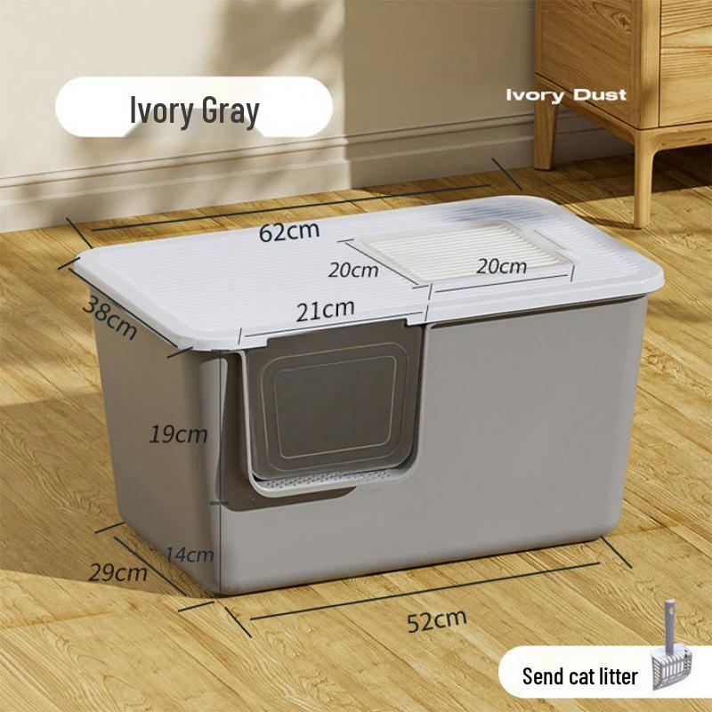 Extra-Large Semi-Enclosed Cat Litter Box - Anti-Splash, Spacious Design