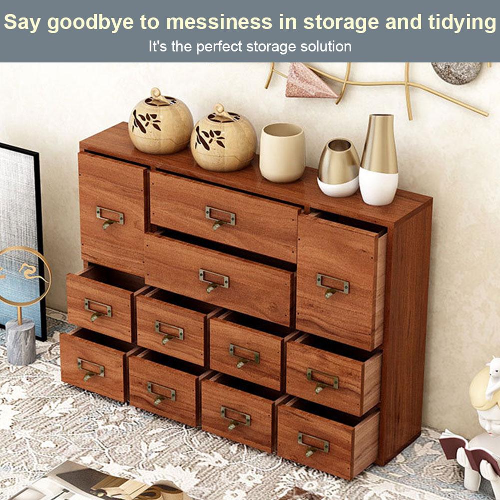 12 Drawer Tabletop Storage Box with Label Slot & Metal Handle Desk Drawer Organiser Small Stationery Storage Rack for Desk