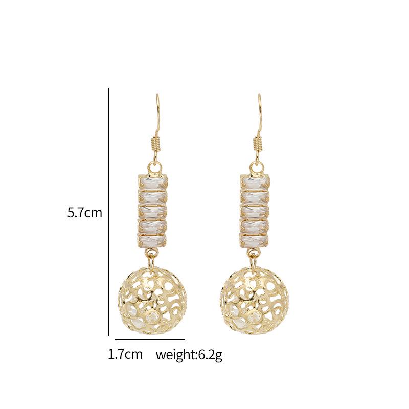 Korean Silver Needle Crystal Filigree Ball Earrings