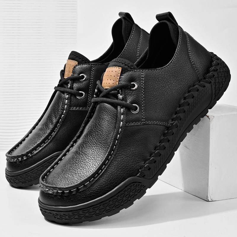 Fashion Leather Shoes Man Casual Loafers Luxury Design Slip on Male Dress Shoes Leisure Style Big Size Outdoor Wear-resistant Sole