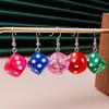 Handmade Cartoon 3D Resin Dice Drop Earring Tassel Casino Candy Color Personality Fun Zircon for Women Female Gift