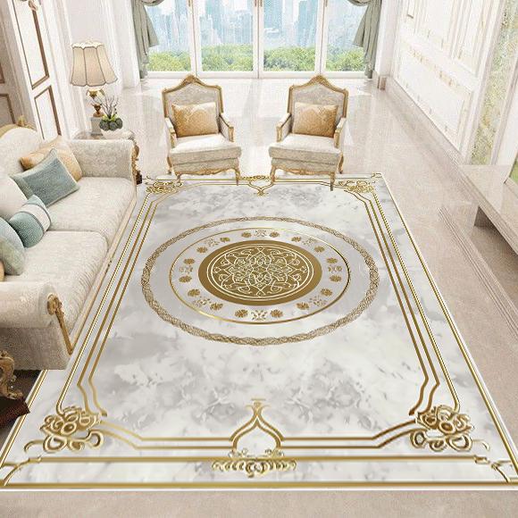 Luxury European Style Carpets Living Room Sofa Side Rugs Home Decoration Soft Golden Carpet Bedroom Cloakroom Hallway Floor Mat