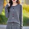 Suéter de cashmere feminino Qinghe cashmere 30% cashmere 70% lã outono e inverno cardigan cashmere macio e quente