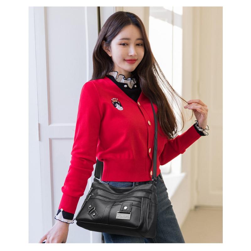 Soft Leather Large Capacity Multi Compartment Shoulder Bag