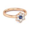 Blue Sapphire Floral Ring - 925 Sterling Silver Rose Gold Vermeil
