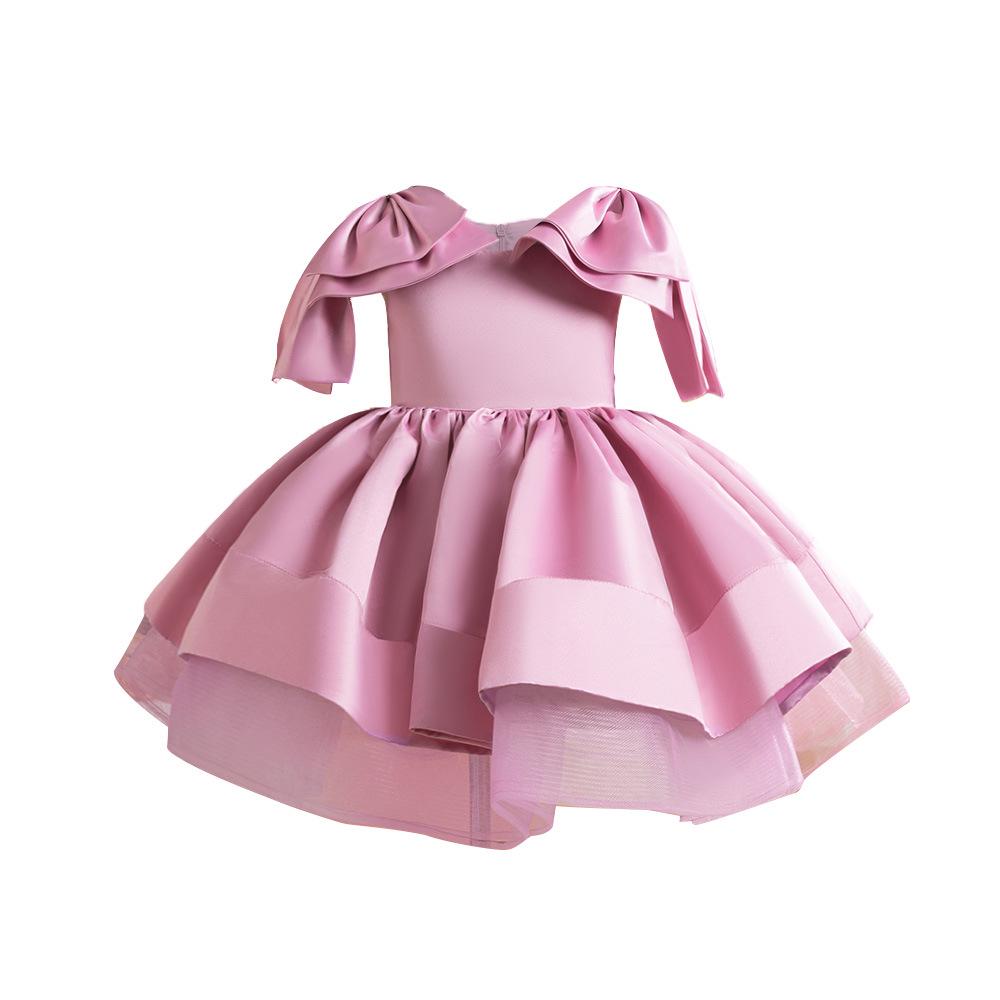 Robe de Princesse Satinée pour Filles – Jupe Plissée Papillon pour l'Été et la Remise des Diplômes